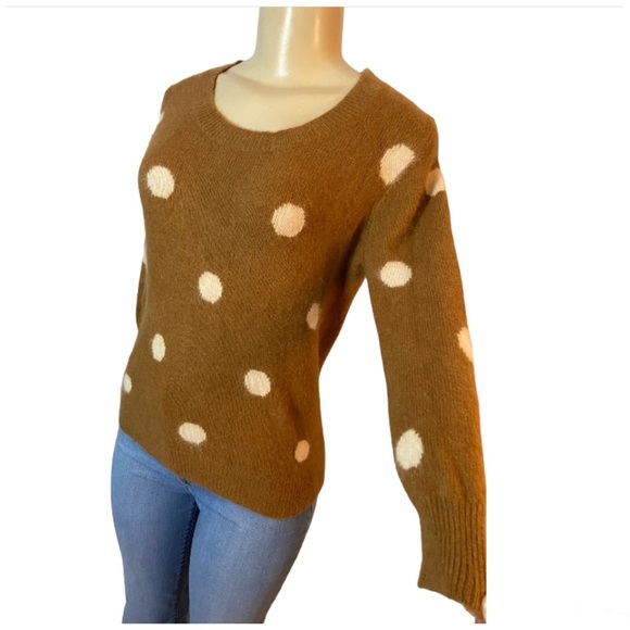 Wallace Pullover Sweater Brown Rabbit Hair Blend Polka Dot - Picture 2 of 4